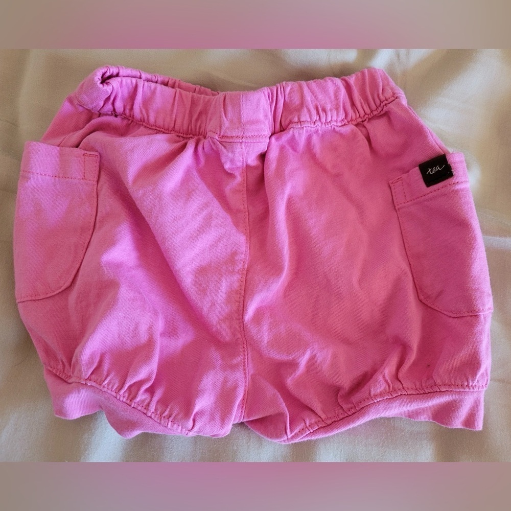 Tea Collection Bubble Pocket Pink Baby Shorts Size 3-6 Mths